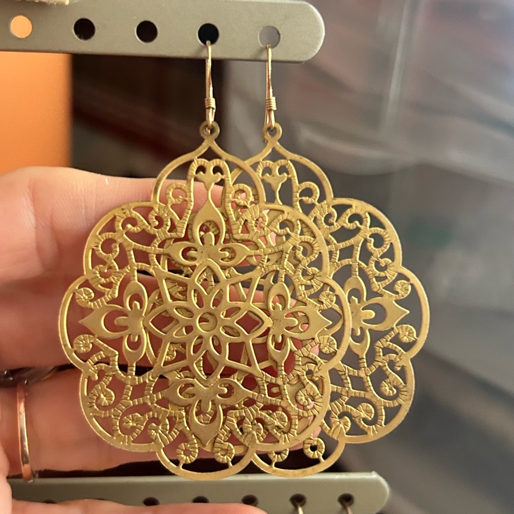 Gold plated mandala earrings